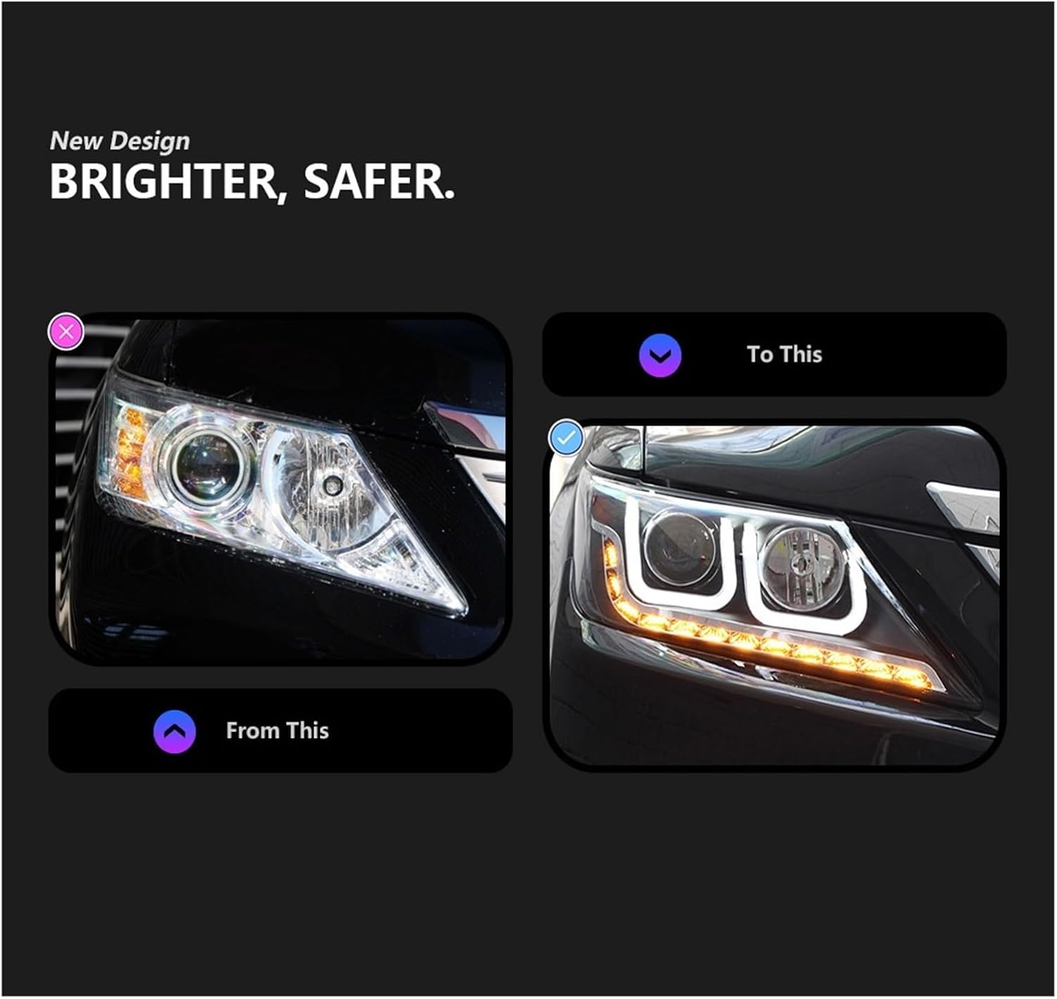 Car Lights Compatible With Camry 2012-2014 LED Auto Headlights Assembly Upgrade Bifocal Lens Blink Signal Lamp Tool Accessories