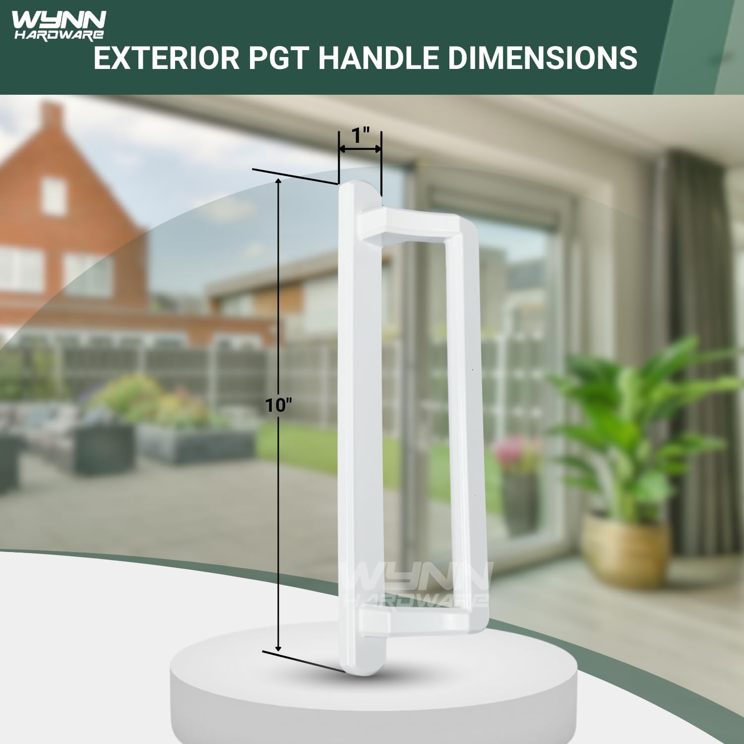 10' PGT Sliding Door Handle Set | PGT Interior and Exterior Sliding Door Handle with 3-7/8' Hole Spacing | Handle Replacement for Patio Glass Door | Mortise Lock NOT Included (White)