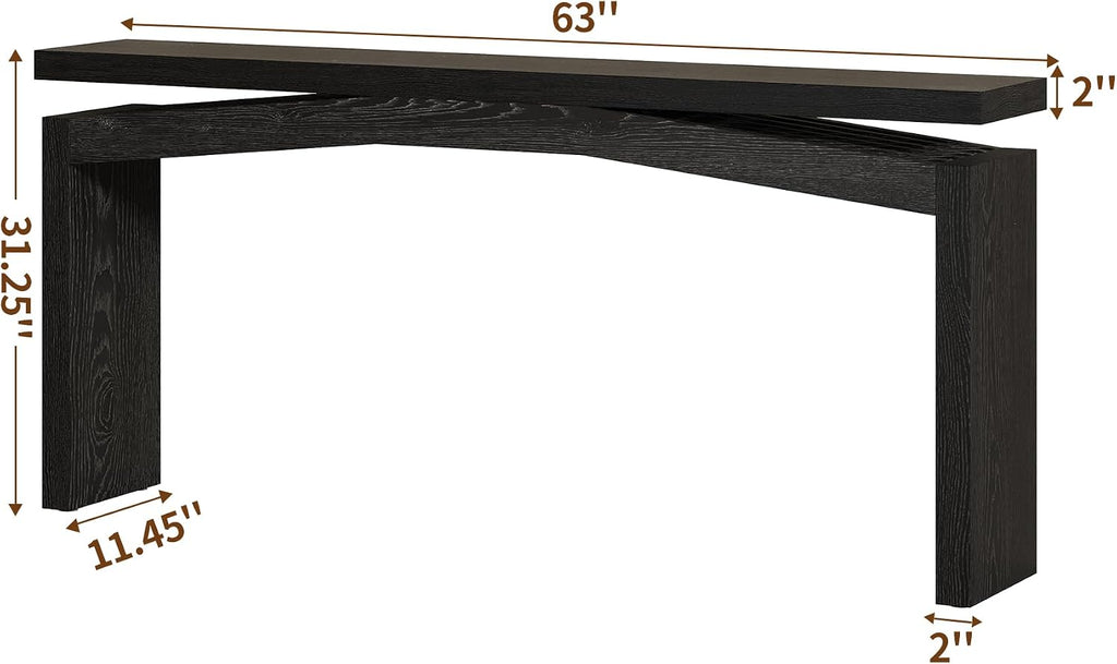 Epecoya 63-Inch Black Console Tables for Entryway, Wooden Sofa Console Table Behind Couch Mid Century, Entryway Console Tables for Living Room, Entry Way, Hallway, Black