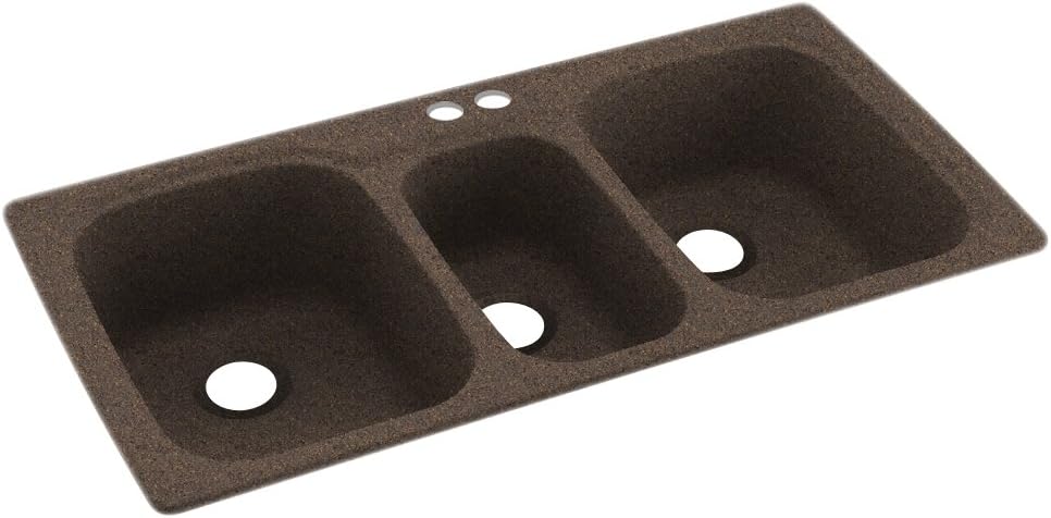 Swanstone KS04422TB.094-2 2-Hole Solid Surface Kitchen Sink, 44' x 22', Sierra