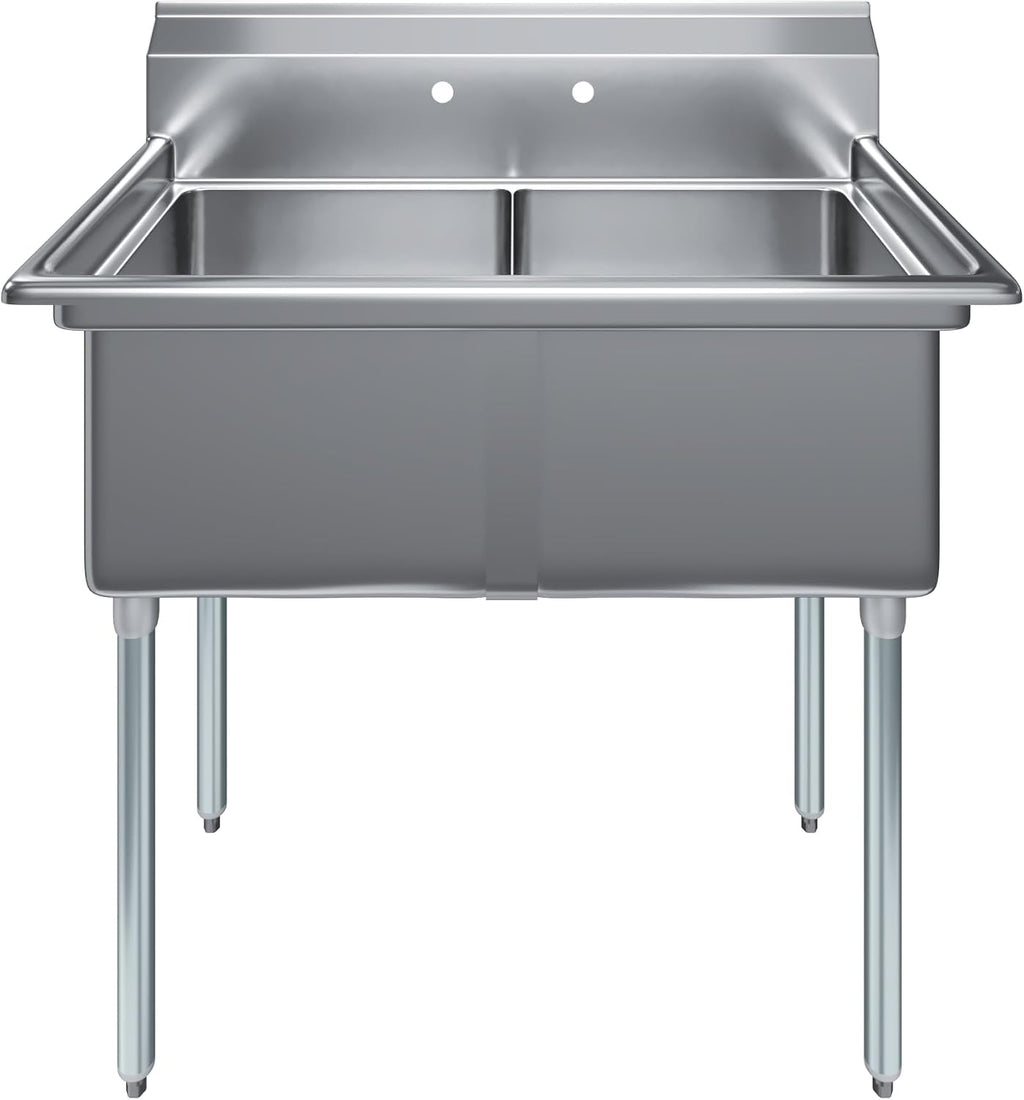 Stainless Steel Prep & Utility Sink | 304 Stainless Steel | Restaurant, Kitchen, Laundry, Garage | NSF (23 in. x 41 in. | Two Bowls)