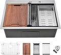 26 inch Drop in Kitchen Sink - VOKIM 26'x 19' Inch Drop in sink Workstation 16 Gauge Single Bowl Kitchen Sink With Cutting Board& colander