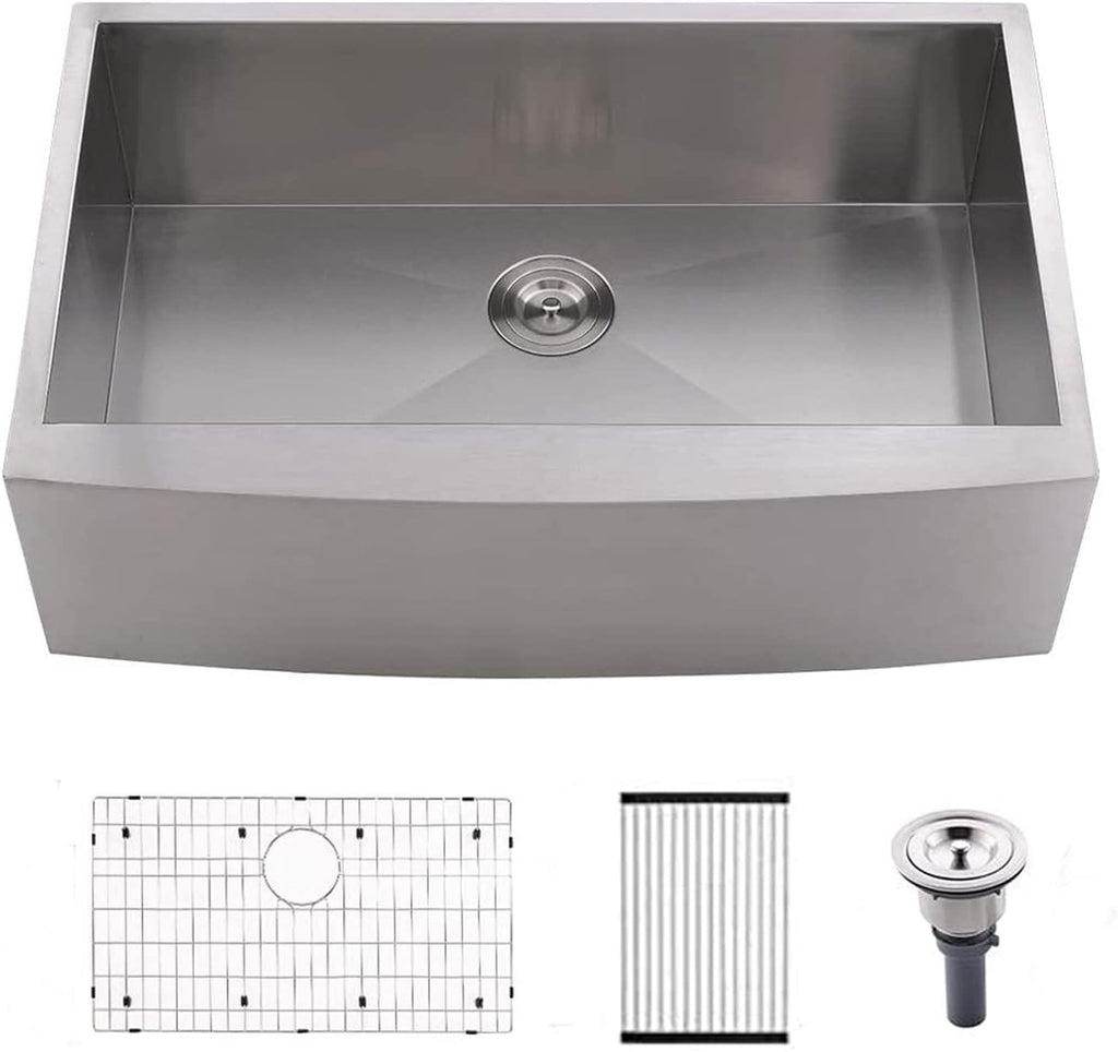 33 Inch Farmhouse Sink Stainless Steel -VOKIM 33x22 Inch Apron Front Kitchen Sink 16 Gauge 304 Stainless Steel Single Bowl Farm Sink