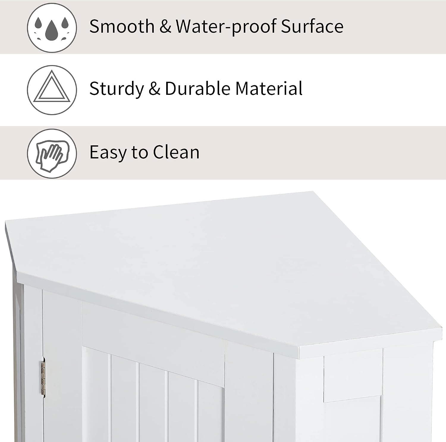 Merax Corner Cabinet White Bathroom Floor Storage with Adjustable Shelves for Kitchen, Living Room