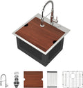 21x20 Inch Drop In Laundry Room Sink 12' Deep Kitchen Sink with Workstation Faucet Combo 304 Stainless Steel Single Bowl #LOF-L-DOE00127