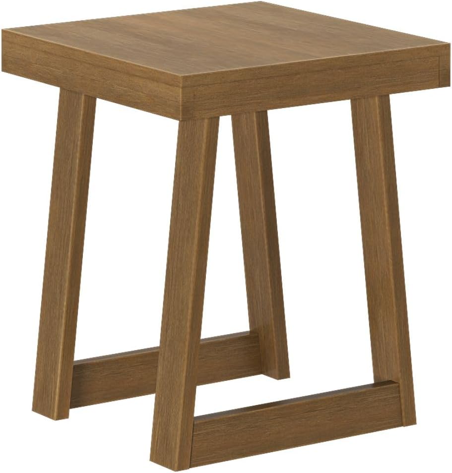 Plank+Beam Classic Square Side Table, Slim Side Table for Living Room, Narrow Nightstand for Small Spaces, Wood End Table for Bedroom, Pecan Wirebrush