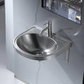 Wall Mounted Commercial Restaurant Sink, Stainless Steel Hand Basin with Faucet and Drain, Single Bowl Kitchen Sinks, for Commercial Restaurant Home Kitchen Workshop,Hot and cold water faucet-1