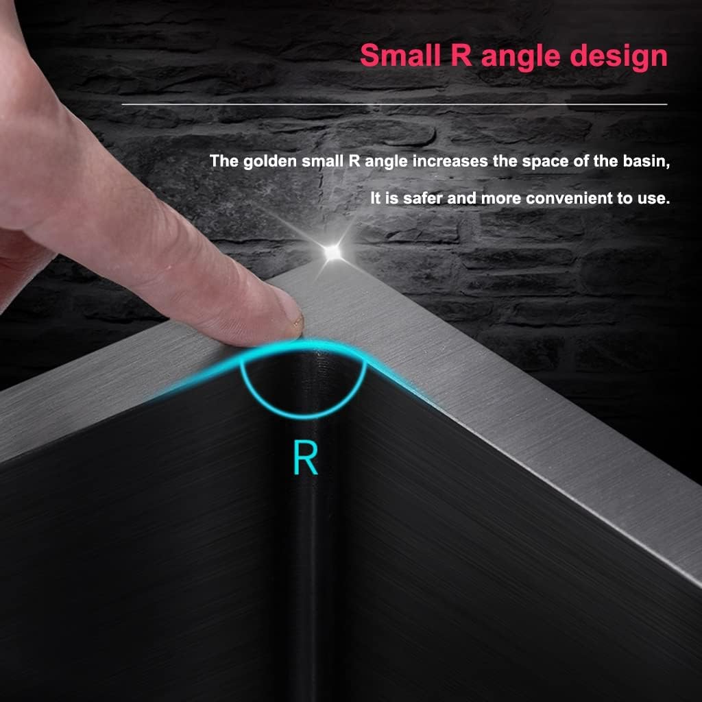304 Stainless Steel RV Sink Single Bowl Kitchen Bar Sink with Pull Out Faucet & Drain Assembly Top Mount Or Undermount (Black 55x40x21cm)