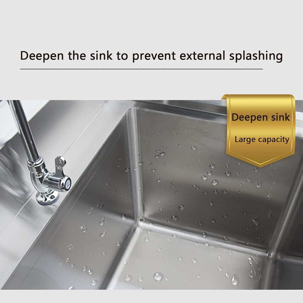 Sink Free Standing Single Bowl Kitchen Sink with Cold and Hot Water Pipe Stainless Steel Sink for Laundry Room Bathroom Farmhouse(