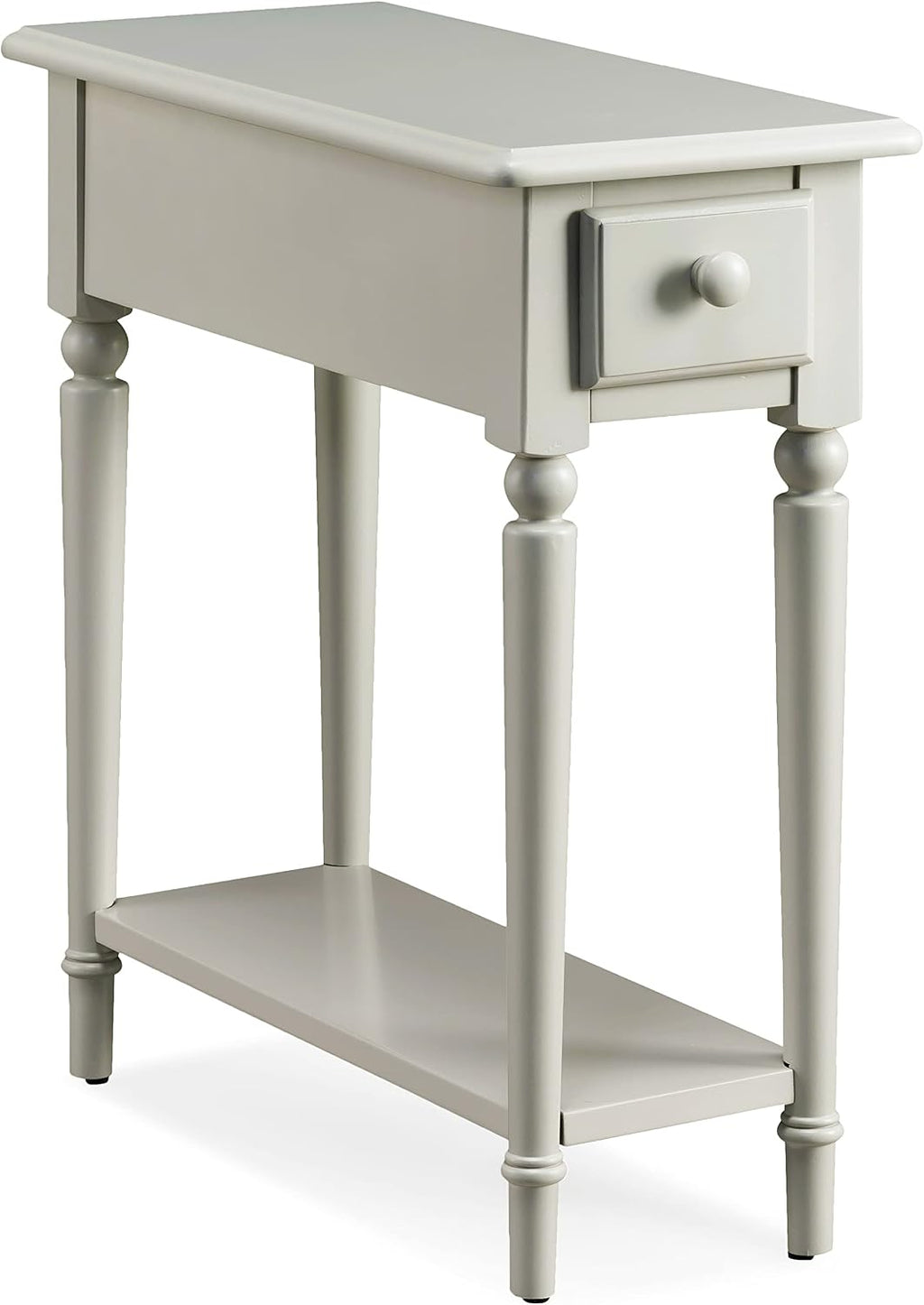 Leick Home Coastal End Table, Solid Wood, 1 Drawer, Bottom Display Shelf, Easy-Assembly, For Living Room/Bedroom, Greige, 23.5 in. L x 10.0 in. W x 24.0 in. H, 20017-GR