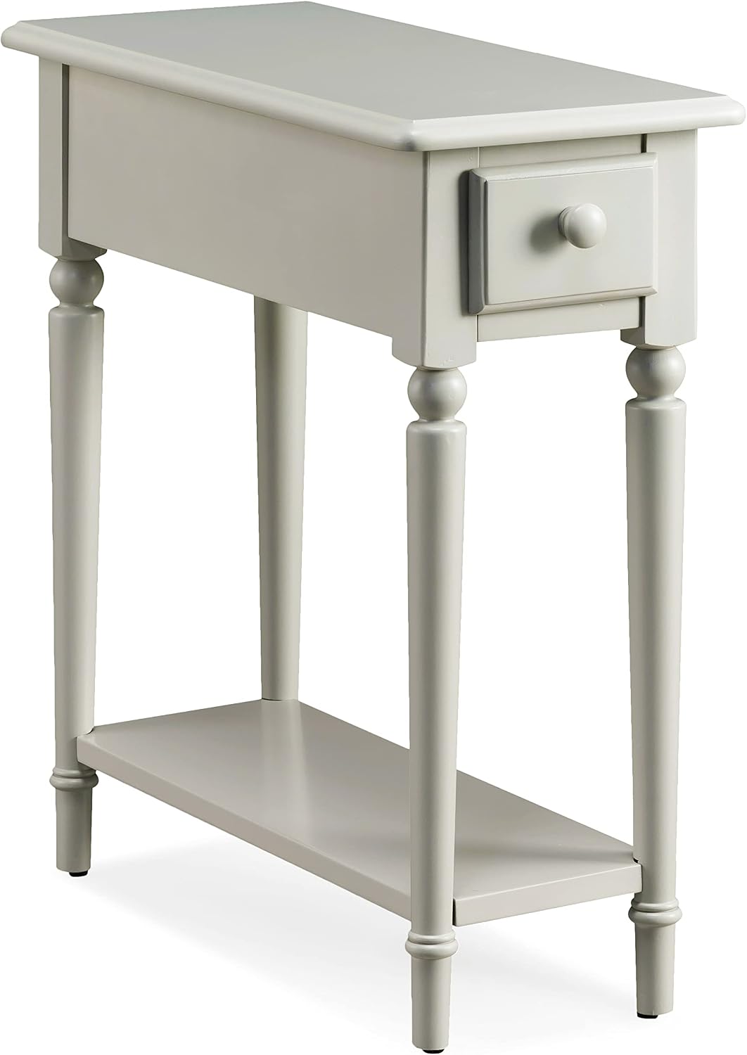 Leick Home Coastal End Table, Solid Wood, 1 Drawer, Bottom Display Shelf, Easy-Assembly, For Living Room/Bedroom, Greige, 23.5 in. L x 10.0 in. W x 24.0 in. H, 20017-GR