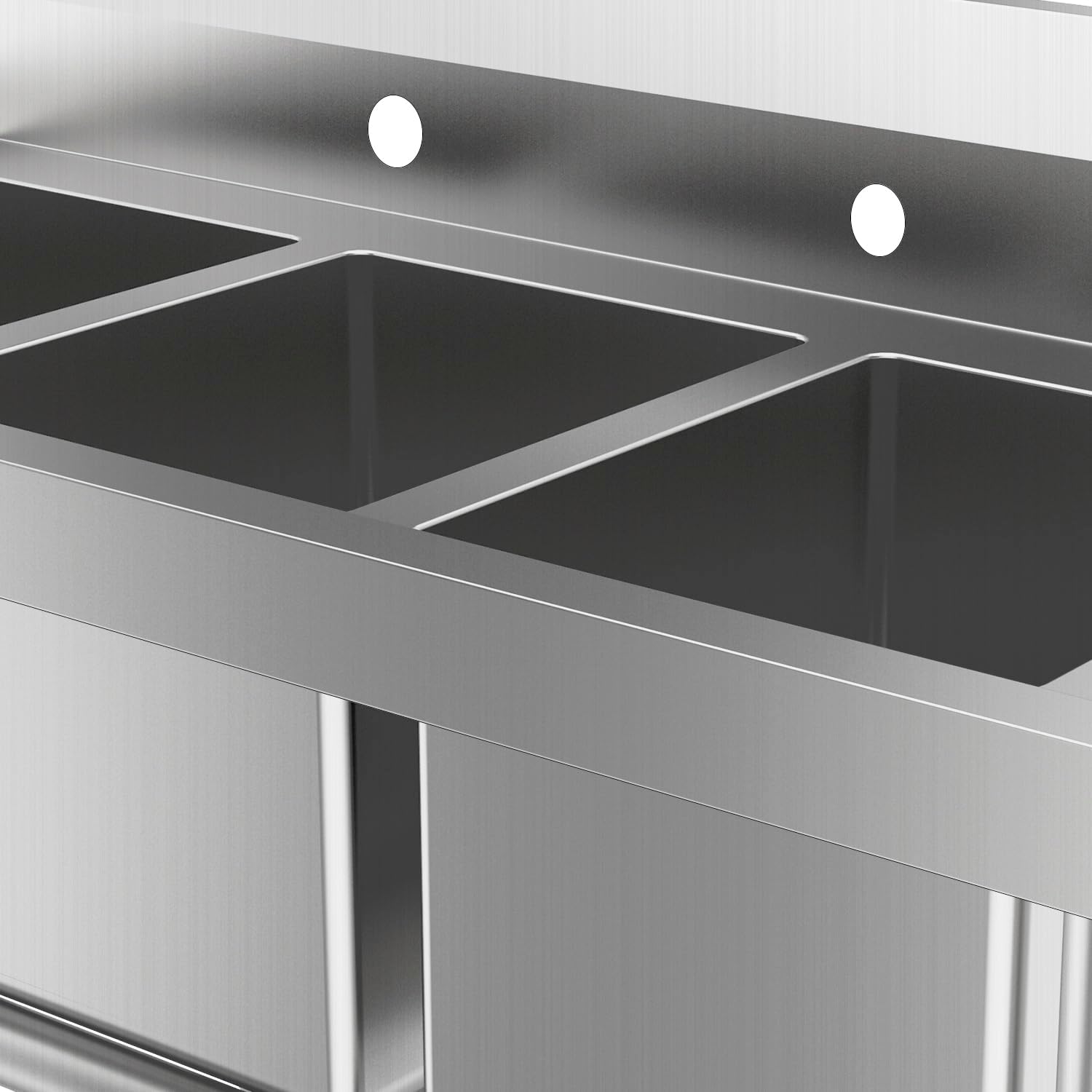 ROVSUN 3-Compartment Commercial Sink, Stainless Steel Utility Tub Sink with Leg, Freestanding Kitchen Sink for Restaurant Laundry Room Garage Outdoor, 39'D x 17.7'W x 40.2'H, Silver