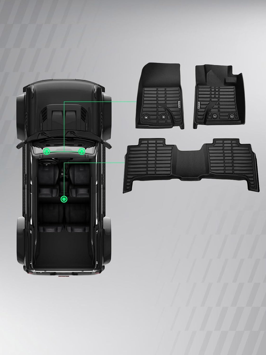 YHTAUTO Floor Mats Compatible with Toyota Land Cruiser 2013-2021 & Lexus LX570 2013-2020, TPE Floor Liners All-Weather Protection Custom Fit, 1st & 2nd Row, Set of 3