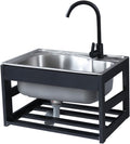 Wall-Mounted Kitchen Stainless Steel Sink, Single Bowl Kitchen Sinks, Utility Laundry Portable Handwashing Station, for Outdoor Indoor, Garage, Laundry/Utility Room,58x43cm-Small