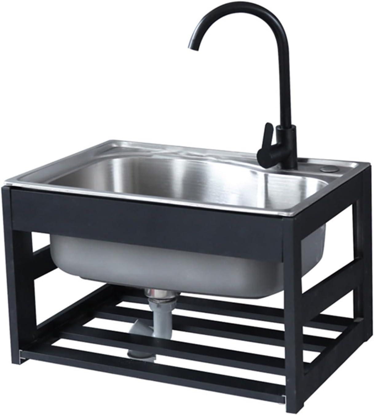 Wall-Mounted Kitchen Stainless Steel Sink, Single Bowl Kitchen Sinks, Utility Laundry Portable Handwashing Station, for Outdoor Indoor, Garage, Laundry/Utility Room,58x43cm-Small