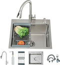 Drop in Large Single Bowl Kitchen Sink, Nano Coating Stainless Steel Handmade Single Bowl Topmount Kitchen Sink, Kitchen Sinks Farmhouse Undermount 72 * 45cm