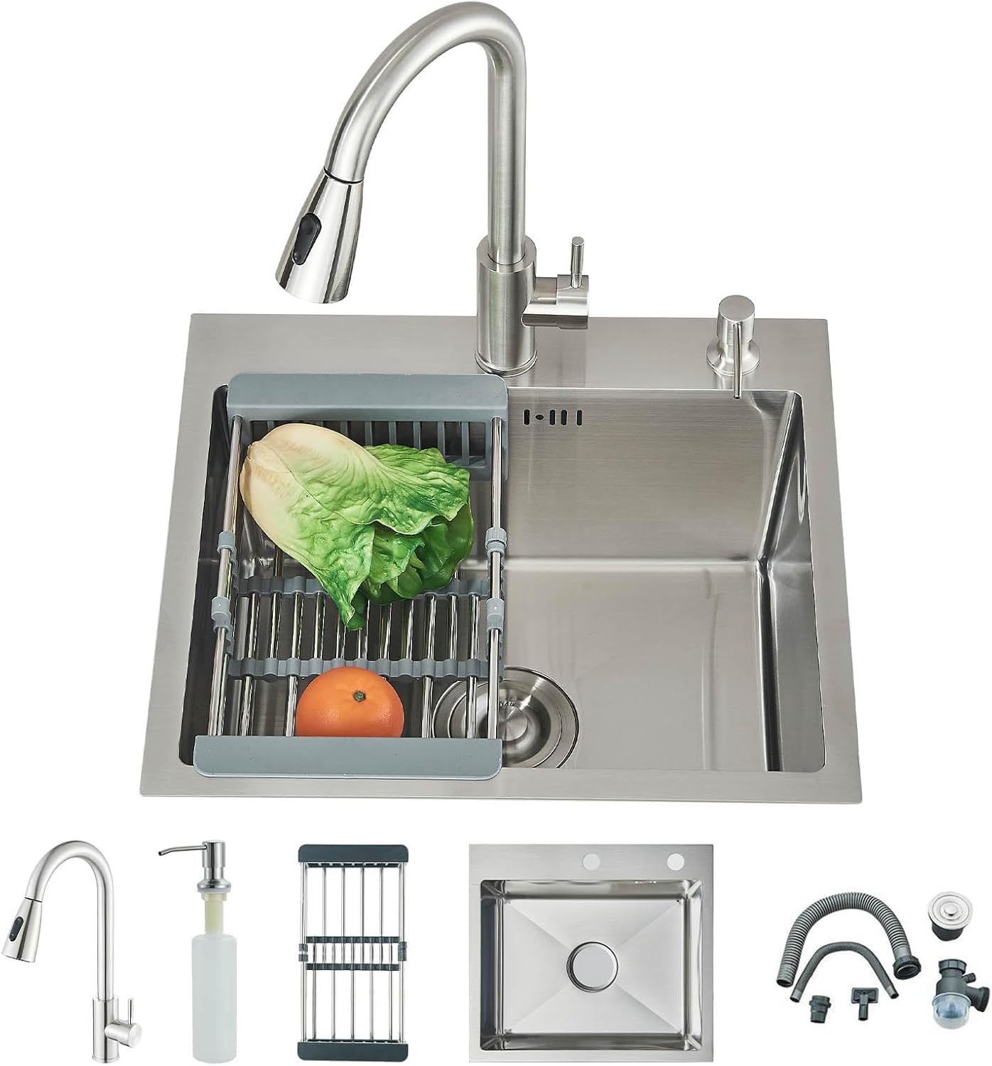 Drop in Large Single Bowl Kitchen Sink, Nano Coating Stainless Steel Handmade Single Bowl Topmount Kitchen Sink, Kitchen Sinks Farmhouse Undermount 72 * 45cm