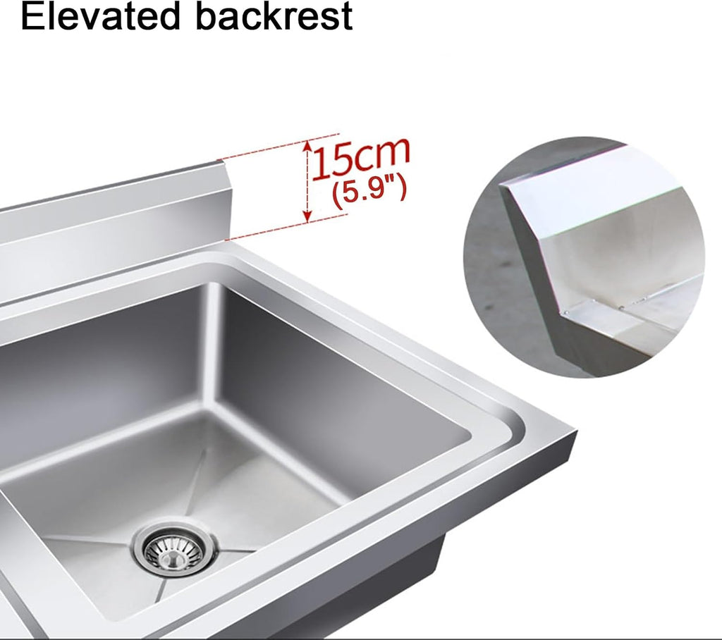 Triple-bowl Design Stainless Steel Sink Includes Accessories Beam-Reinforced Outdoor Sinks with Backrest H80cm (31.5') X-Flow Adjustable Feet Large Opening
