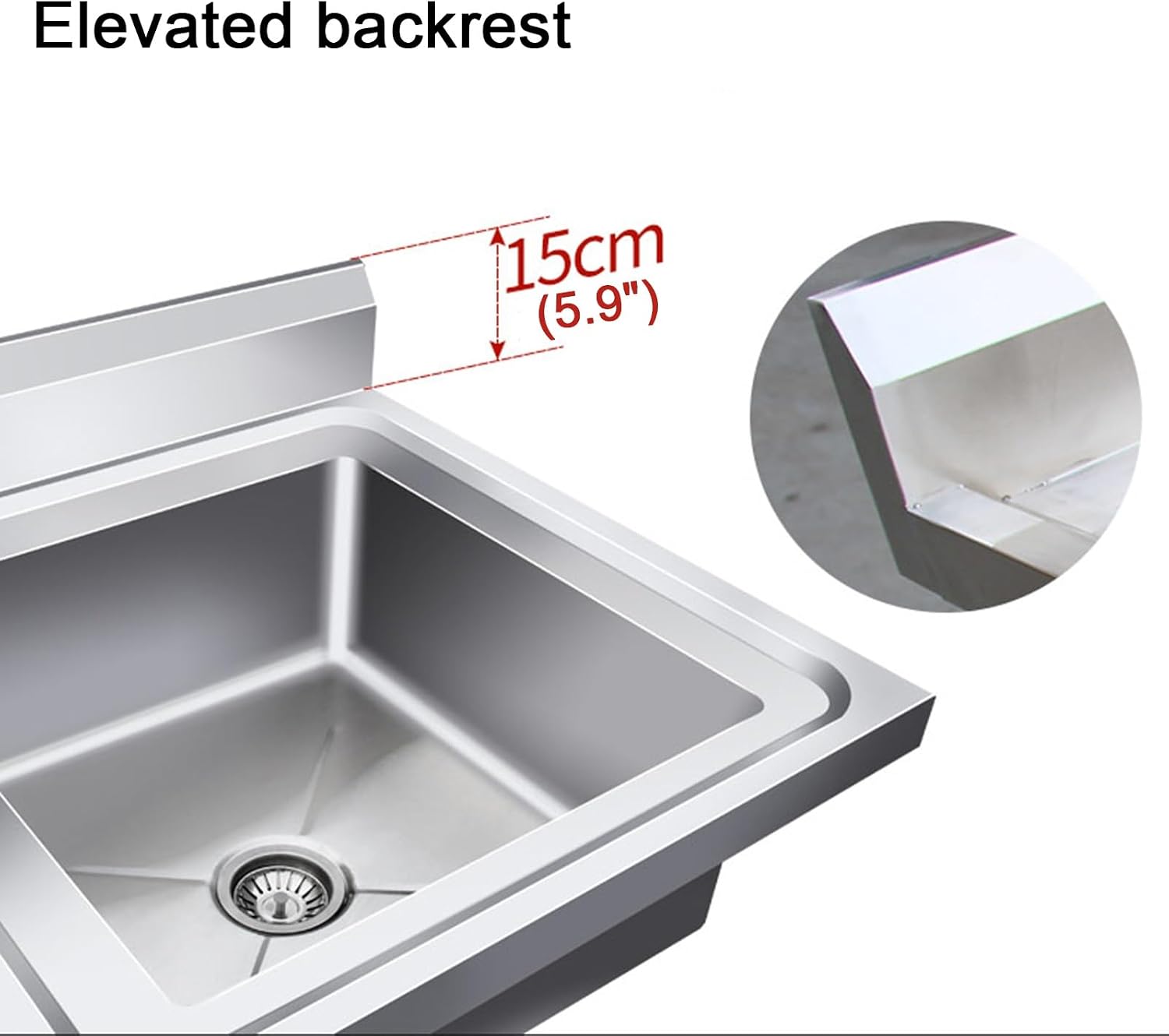 Triple-bowl Design Stainless Steel Sink Includes Accessories Beam-Reinforced Outdoor Sinks with Backrest H80cm (31.5') X-Flow Adjustable Feet Large Opening