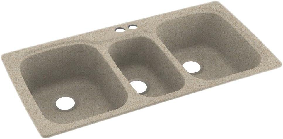 Swanstone KS04422TB.060-2 2-Hole Solid Surface Kitchen Sink, 44' x 22', Winter Wheat