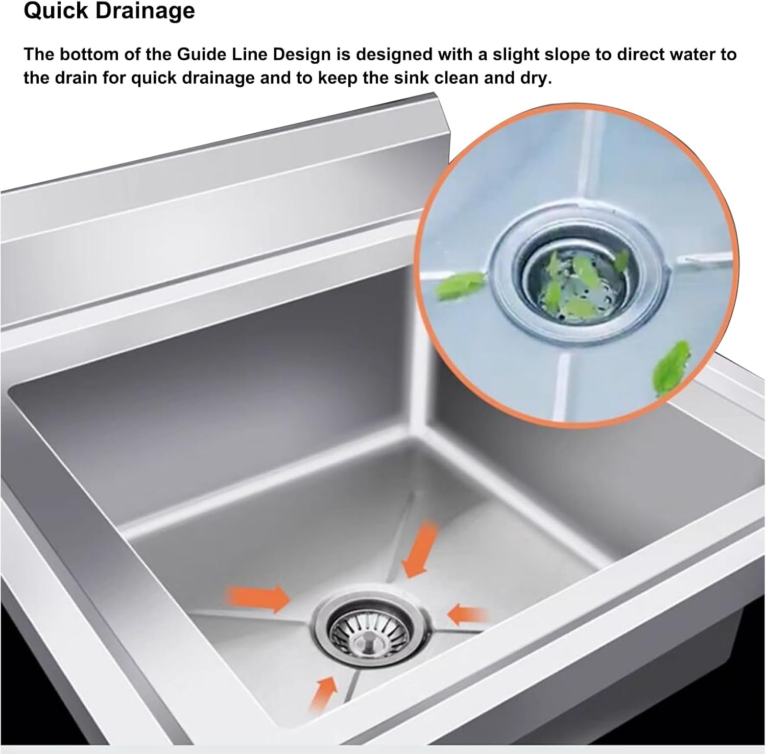 Stainless Steel Triple Bowl Kitchen Sink, Commercial Kitchen Prep & Utility Sink Free Standing Utility Sink (120X60cm/47.2X23.6in)