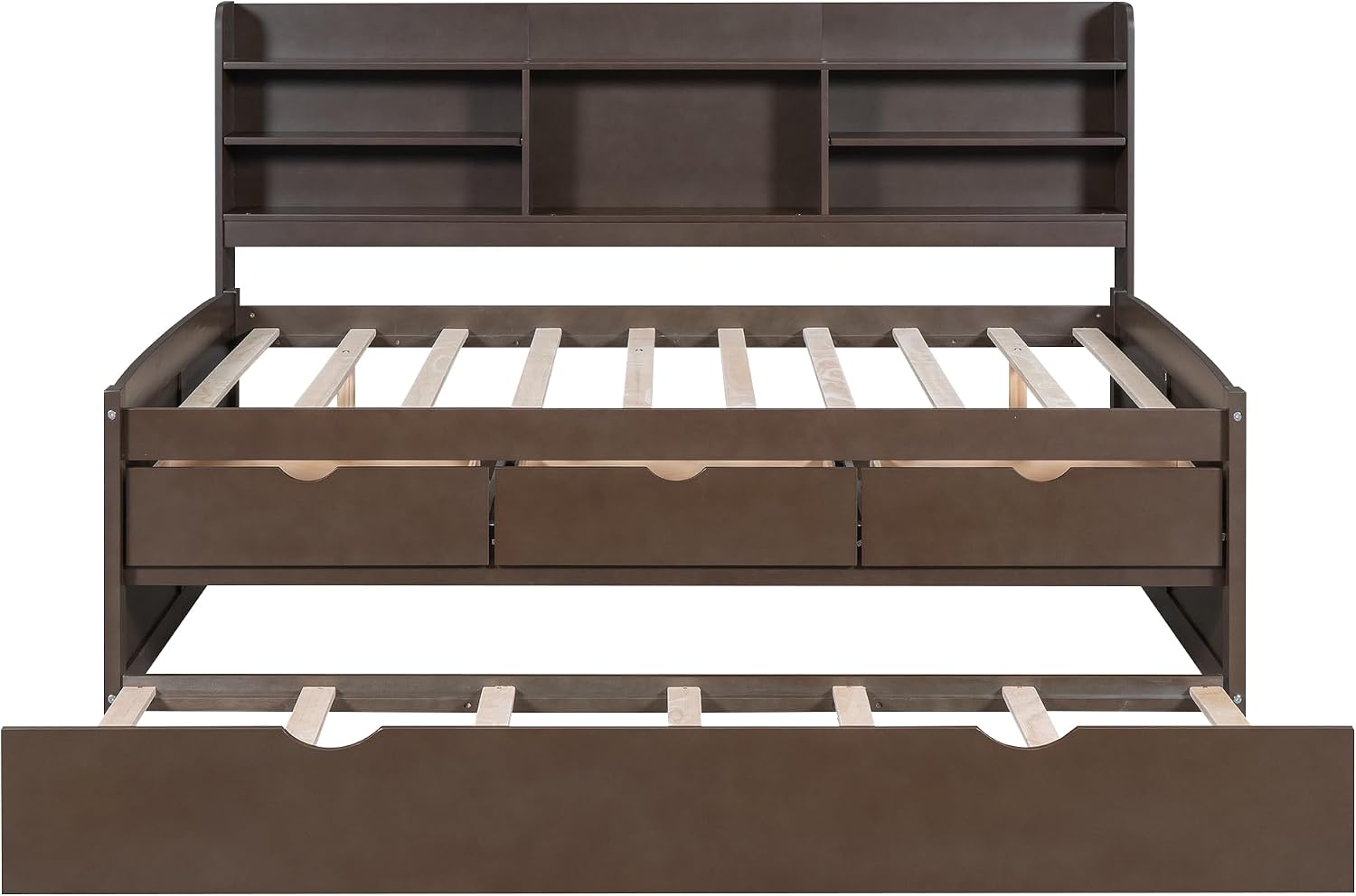 Full Size Corner Bed Frame with Storage Drawers and Trundle,Wooden Captain Bed Frame with Storage Bookshelves Headboard for Living Room Bedroom,No Box Spring Needed, Space Saving,Antique Gray