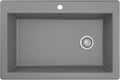Karran QT-670 Drop-In/Top Mount 33' Single Bowl Granite Quartz Composite Kitchen Sink in Grey, Right Side Drain, Extra Deep 9' Basin, Heat & Scratch Resistant, Sound Dampening
