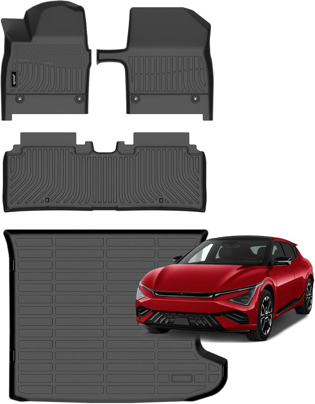 Jenofa-Floor Mats for Kia EV6 2025-2026 Cargo Mat Car Mats for EV6 All Weather Floor Liner Custom Fit Automotive Full Set Accessories