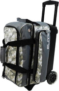 ELITE Deluxe 2 Ball Bowling Bag with 5' Smooth Wheels - Large Accessory Pocket, Shoe Compartment, 36' Extendable Handle