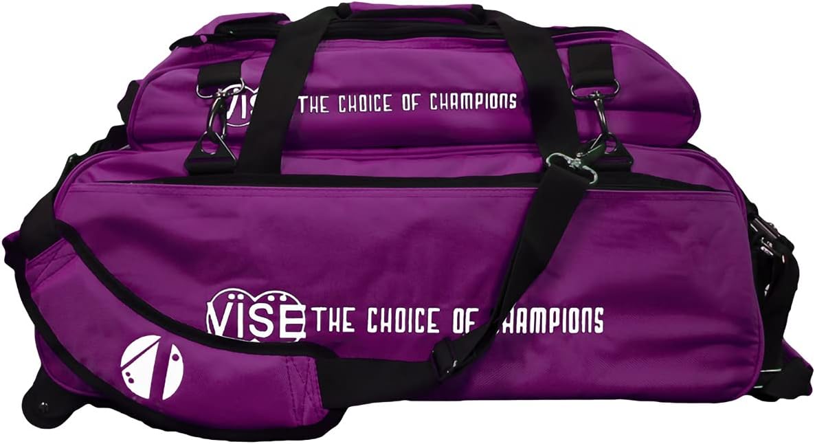 Vise Three Ball Tote Roller Bowling Bag with Shoe Pouch Purple