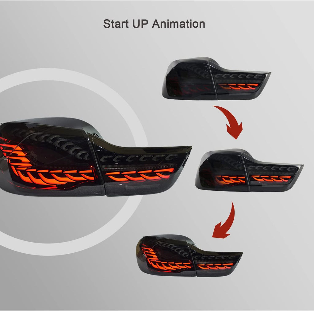 HCmotion LED Tail Lights Assembly For BMW 4 Series M4 F32 F33 F82 F36 F82 F83 Sedan/Convertible/Coupe 2014-2020,LED Rear Lamps With Start-up Animation & Sequential Indicator (S)