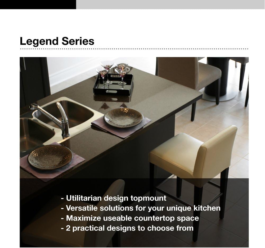 Houzer Legend 33 inch Stainless Steel Topmount 4-hole 80/20 Double Small Left Bowl Kitchen Sink with Strainer - LHD-3322-1