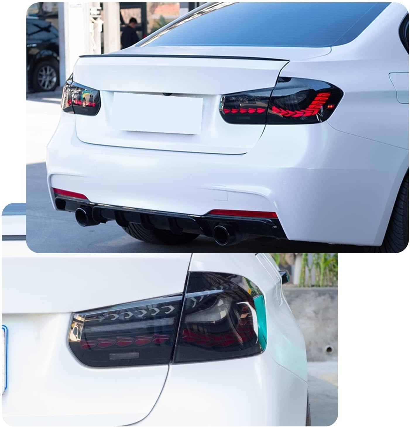 inginuity time LED Tail Lights Sequential Indicator For 2012-2018 BMW F30 F35 F80 M3 Blue Start Up Animation Rear Lamp Assembly (Blue)