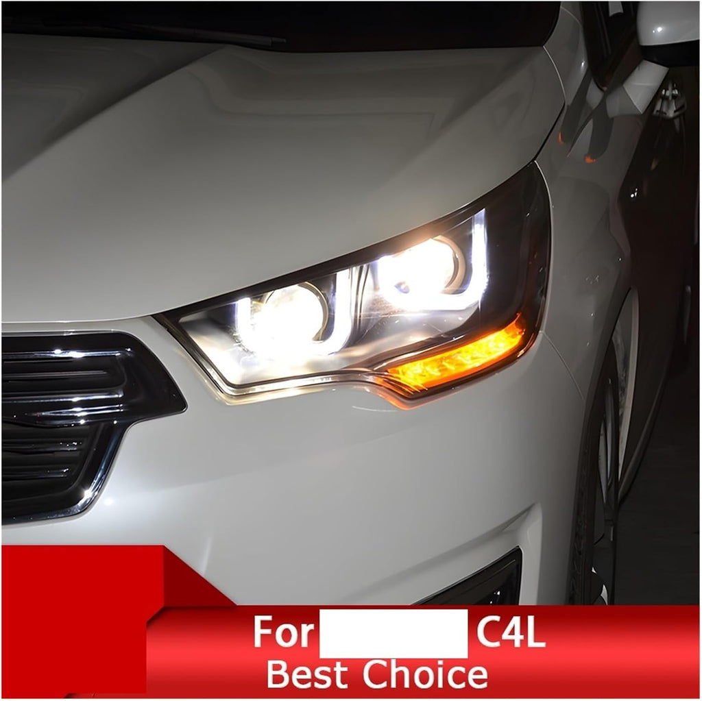 Car Lights Compatible With Citroen C4L 2013-2016 LED Auto Headlight Assembly Upgrade Bifocal Lens Blink Signal Lamp Exterior Accessories