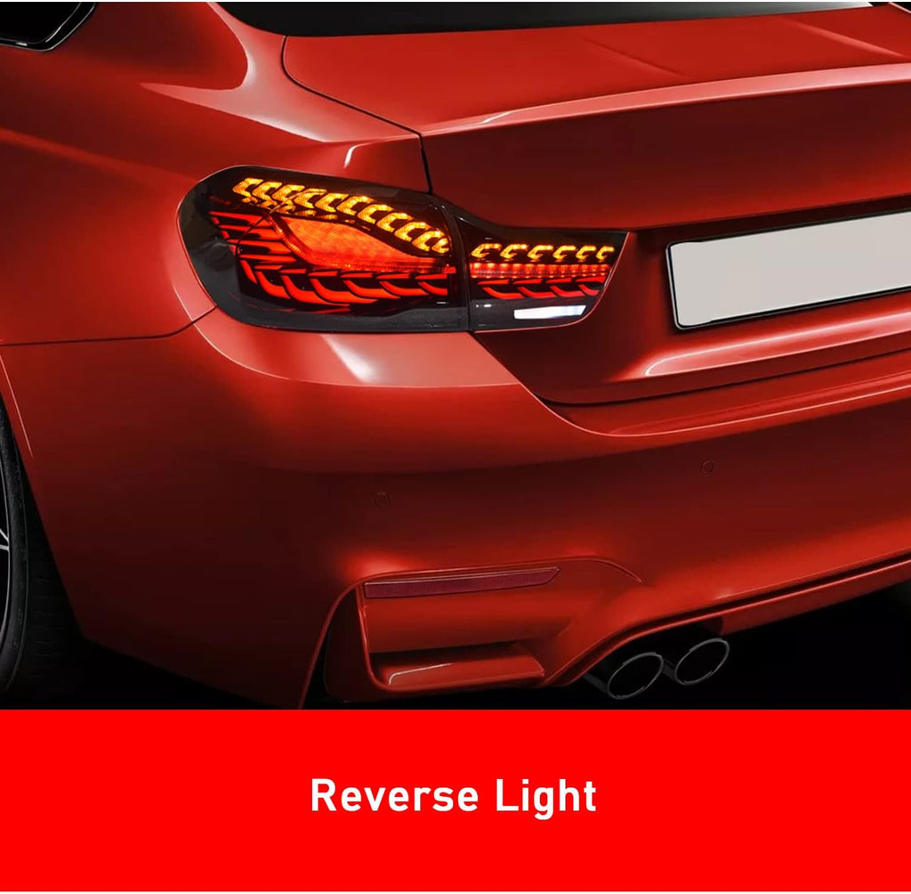 HCmotion LED Tail Lights Assembly For BMW 4 Series M4 F32 F33 F82 F36 F82 F83 Sedan/Convertible/Coupe 2014-2020,LED Rear Lamps With Start-up Animation & Sequential Indicator (S)