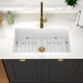 White Kitchen Sink 32 Inch Fireclay Porcelain White Undermount Kitchen Sink 32'x19'x10' Glossy White Single Bowl Sinks Basin