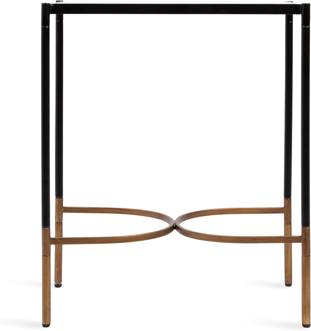 Kate and Laurel Catriona Modern Glam Metal Skinny Side Table, 19 x 11 x 24, Black and Gold, Rectangular Slim Living Room End Table with Geometric Base for Use as Bedroom Accent or Entryway Decor