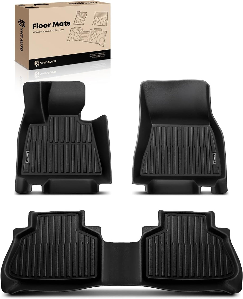 YHTAUTO Floor Mats Fit 2019-2026 BMW X5 G05 5-Passenger, TPE All Weather Car Mats Waterproof Anti-Slip Odorless Floor Liner, Interior Car Accessories Front & 2nd Row Liner