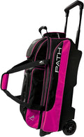 Pyramid Path Triple Premium Deluxe Roller Bowling Bag With Extra Large Separate Shoe Compartment (Up To US Mens Size 16) and 5 Accessory Pockets, 5' Wheels, Retractable Locking Handle - Extends to 42'
