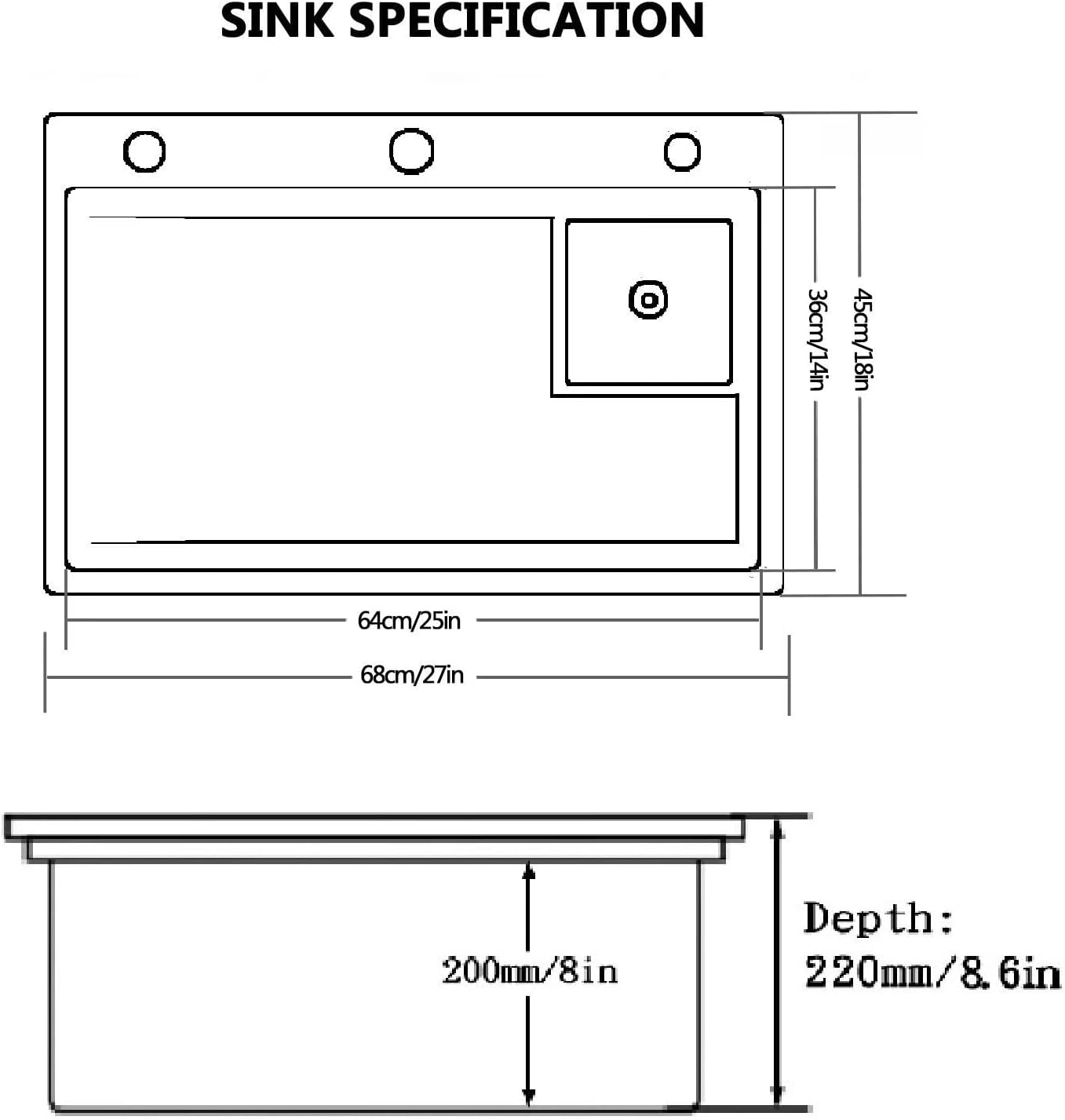 Modular Kitchen Sink Corner Drain, Workstation Sink Undermount, Stainless Steel Sink for Kitchen Offset Drain, Full Set Accessories Single Bowl Kitchen Sinks with Knife Box