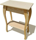 Peaceful Classics Wooden End Table- Amish Handmade Slim Side Table for Living Room, Bedroom, Entry Way, & Hallway, Thin Narrow End Table with 2-Tiered Shelves for Display & Storage, Unfinished