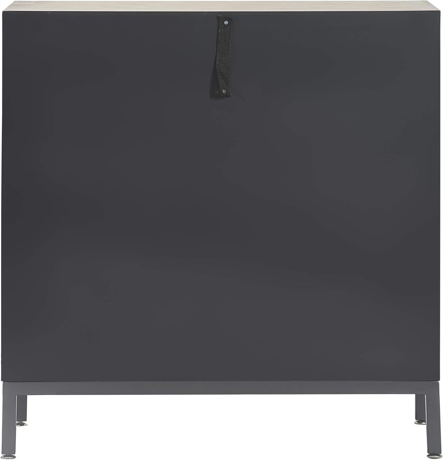 Tommy Hilfiger Hayworth Accent Storage Cabinet with Mirrored Doors, Contemporary Weathered Wood Console Table, Wood Overlay, Gray