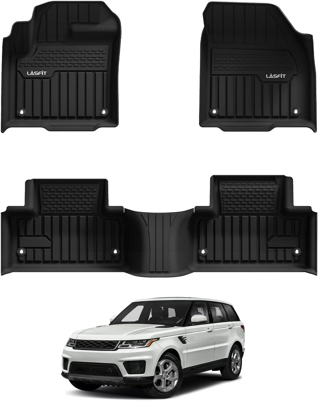 LASFIT Floor Mats Fit for Land Rover Range Rover Evoque 2011-2019, Custom Fit TPE All Weather Waterproof Floor Liners 1st & 2nd Row, Fit 5 Door and Coupe (Not for Convertible), Black, Easy to Clean