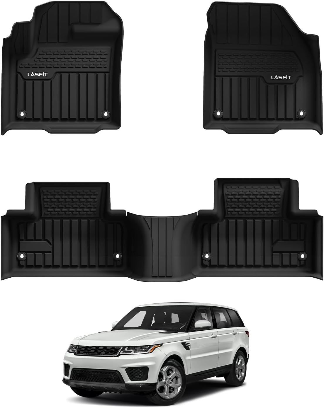 LASFIT Floor Mats Fit for Land Rover Range Rover Evoque 2011-2019, Custom Fit TPE All Weather Waterproof Floor Liners 1st & 2nd Row, Fit 5 Door and Coupe (Not for Convertible), Black, Easy to Clean
