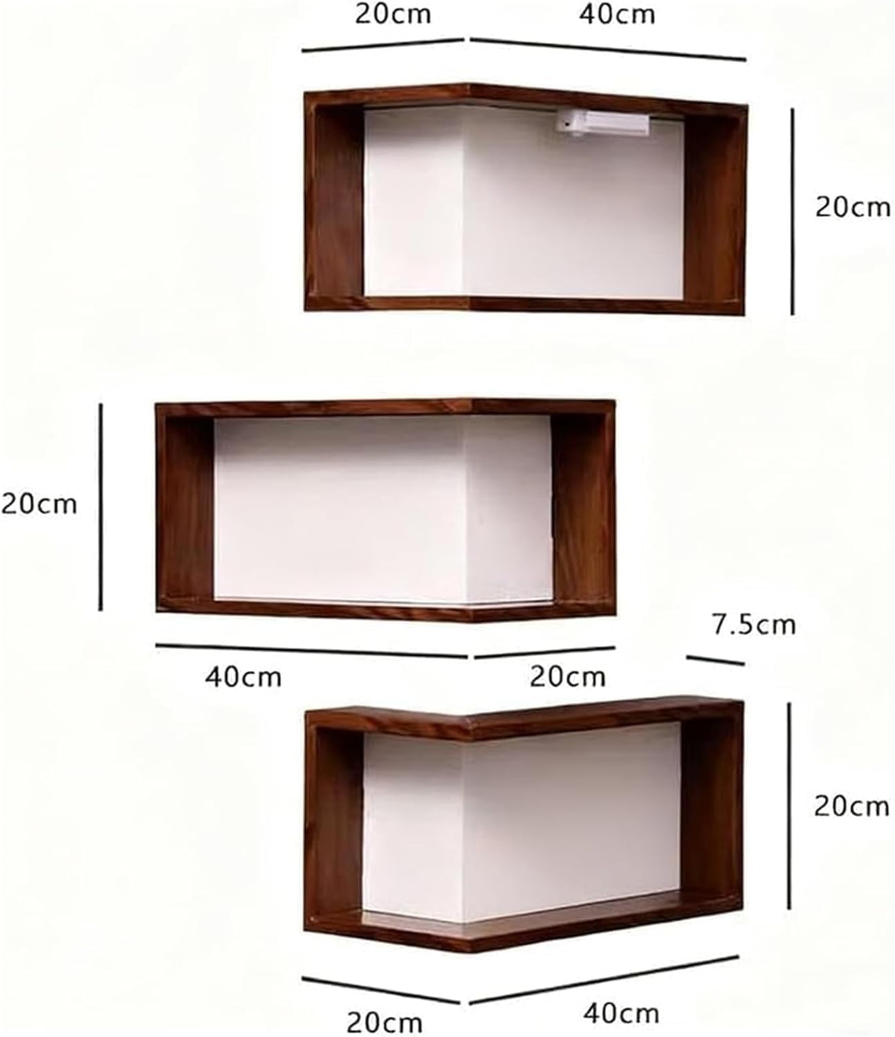 Smart Corner Shelves That Light Up Your Space, Set of 3 Corner Floating Storage Shelves,Wooden Wall-Mounted Corner Shelf Display Rack, Modern Wall-Mounted Display Rack Stand (Includes LED Lights*6)