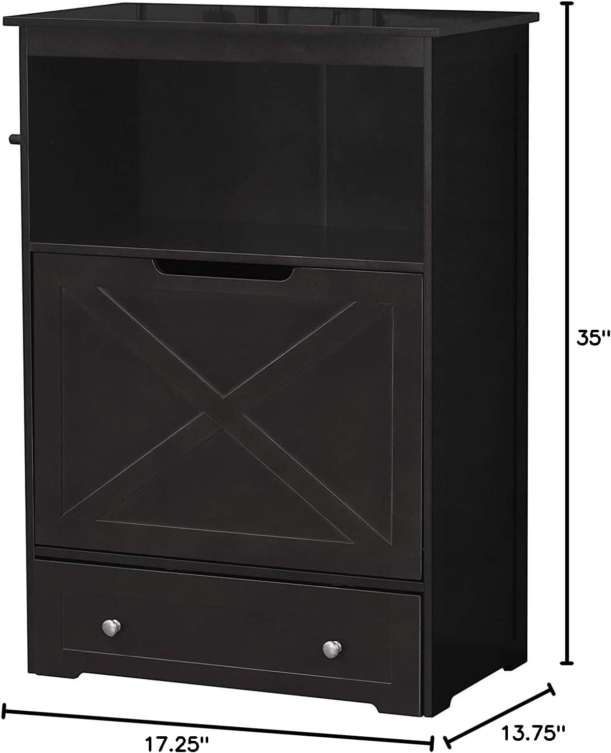 zoovilla Windsor Pet Feeders with storage - dog bowl stand, pet feeder station, Black 13.78?D x 24.02?W x 35.04?H