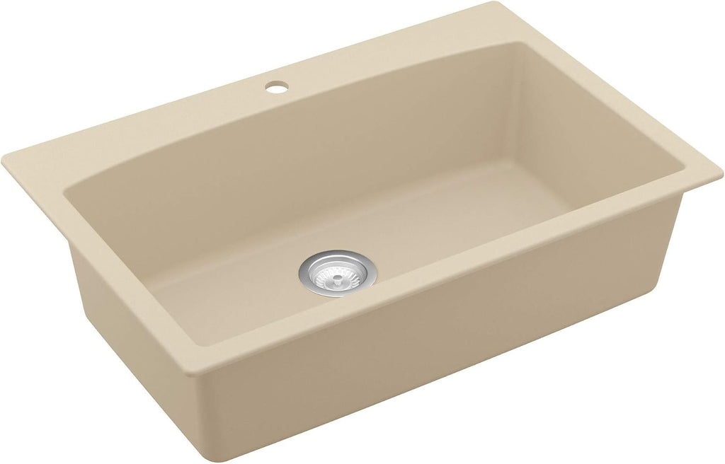 Karran QT-712 Drop-In Quartz Composite 33 in. 1-Hole Single Bowl Kitchen Sink in Bisque