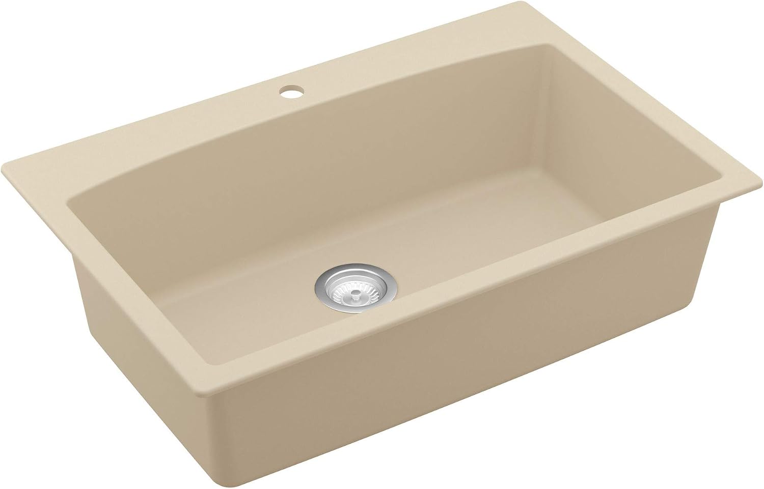 Karran QT-712 Drop-In Quartz Composite 33 in. 1-Hole Single Bowl Kitchen Sink in Bisque