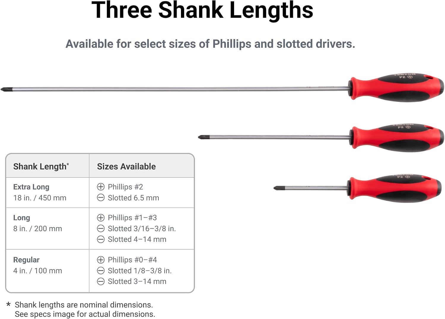 TEKTON Phillips and Slotted Screwdriver Set with Modular Organizers - 4 Inch Shanks, 14-Piece (#0 - #4, 3-14 mm) | DWZ90107