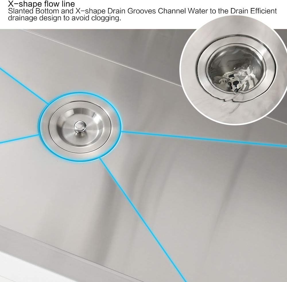 30 Inch Drop In Kitchen Sink - VOKIM 30 x22 Inch Drop In/Topmount Sink Workstation 16 Gauge Stainless Steel 10'' Deep Handmade Kitchen Sink with Cutting Board& Strainer